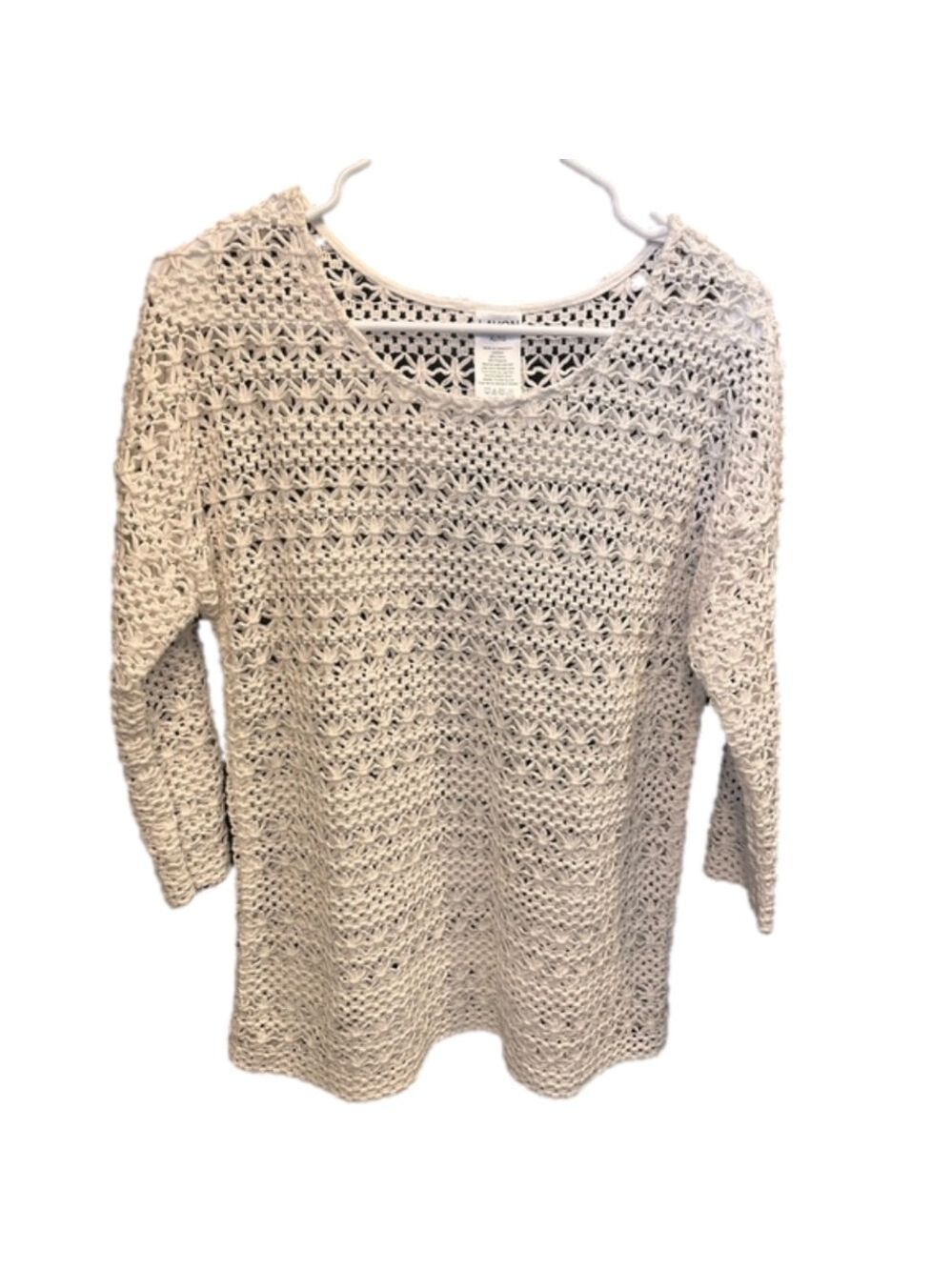 Lavon white crochet knit long sleeve